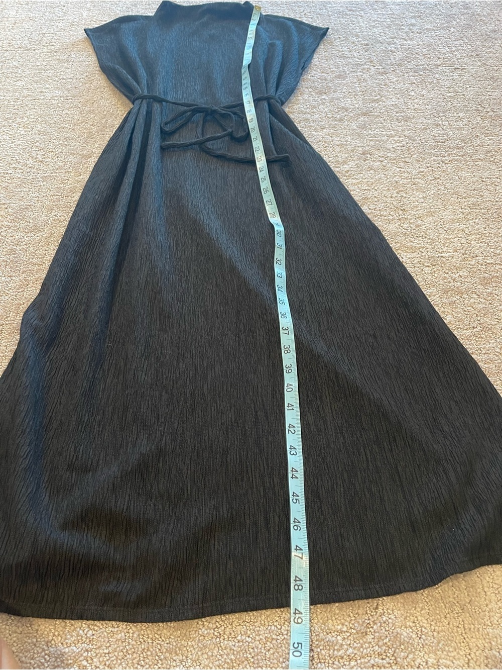 Eileen Fisher Crinkle, Black Funnel Neck Midi
Dress,Cap Sleeve,Elastic Waist-XS - Picture 9 of 16